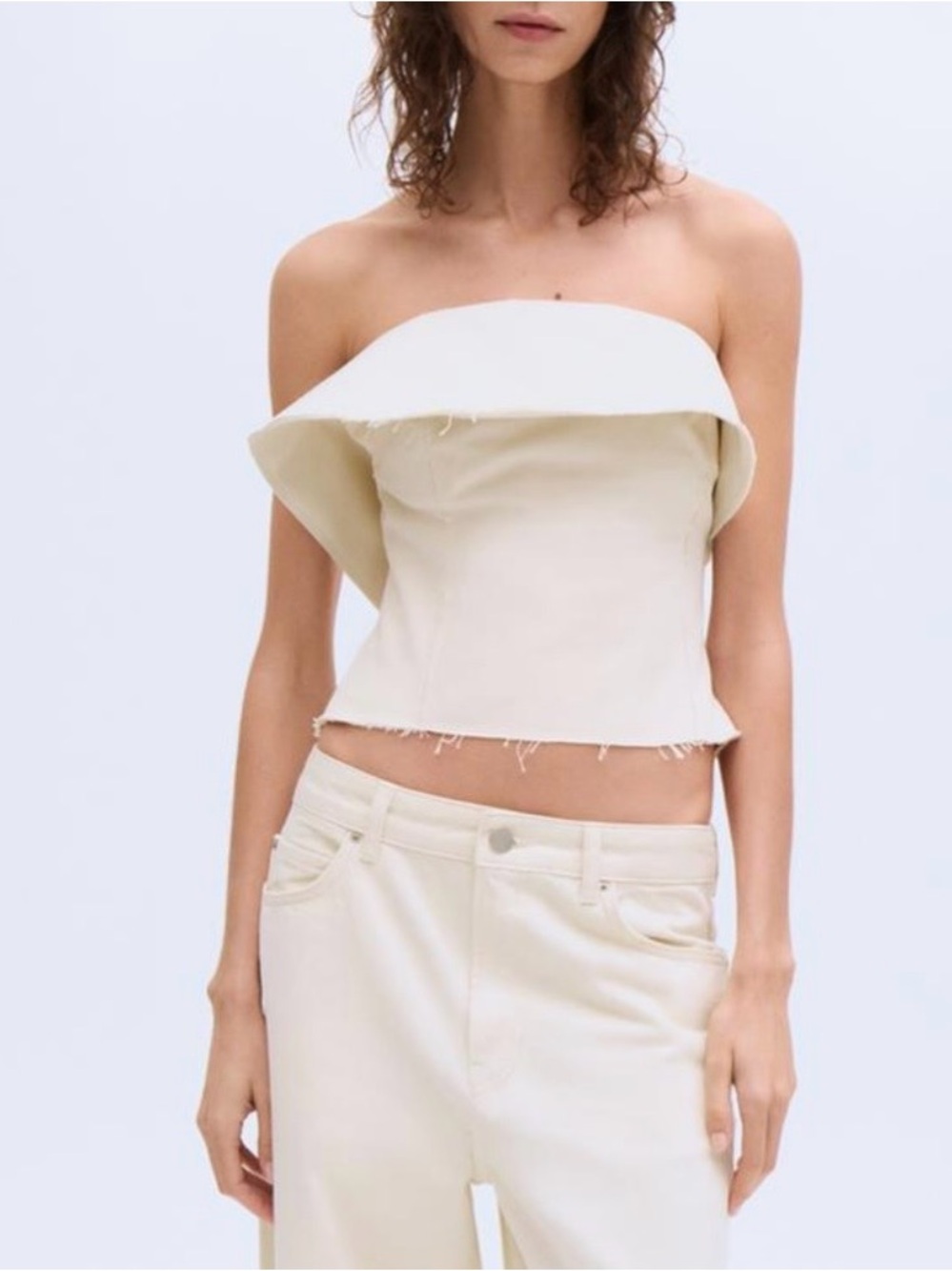 Zara Zw Collection Strapless Fold Over Top XS